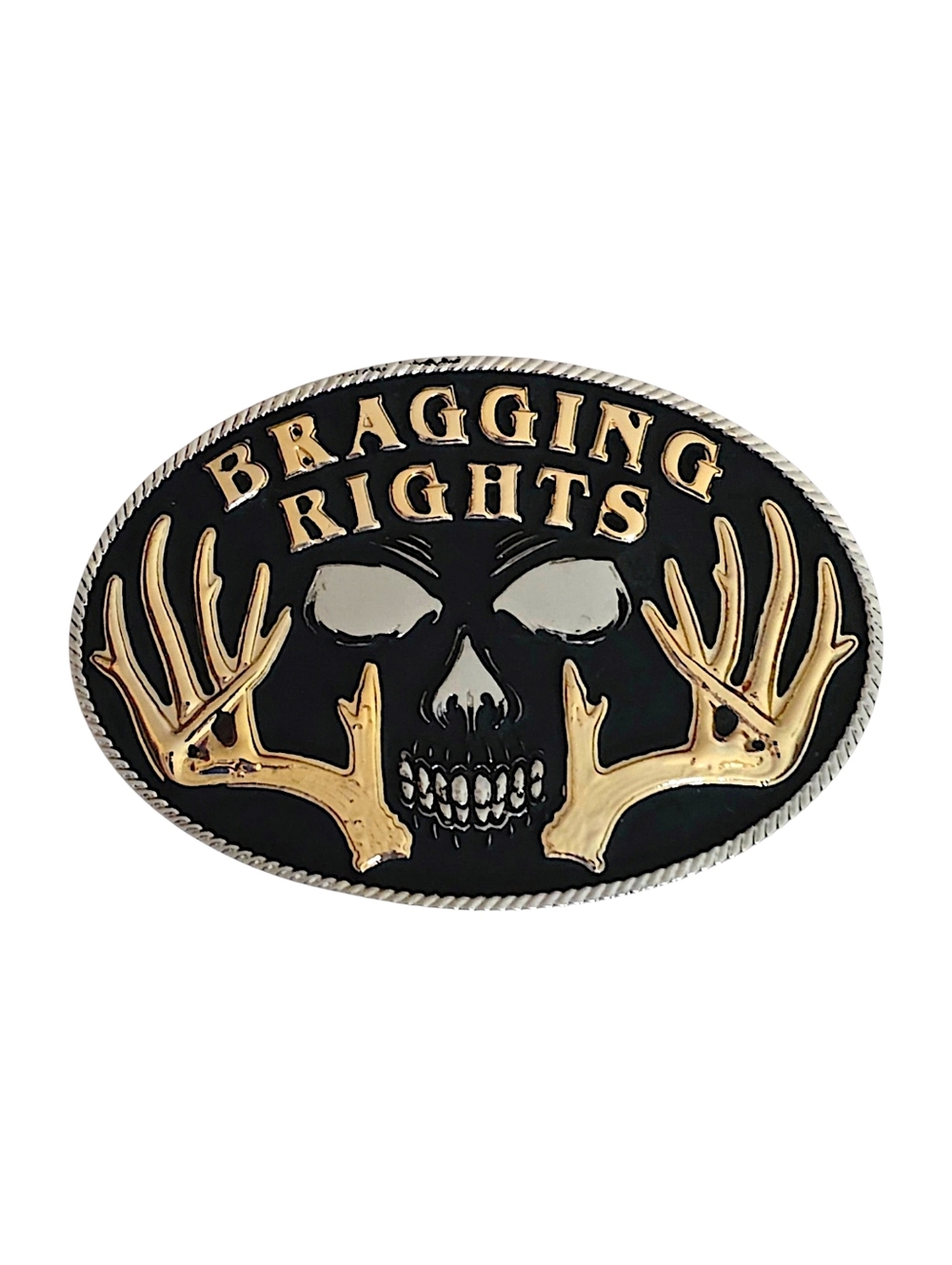 Montana Silversmiths Bragging Rights Skull Antler Belt Buckle A242 Two Tone NEW